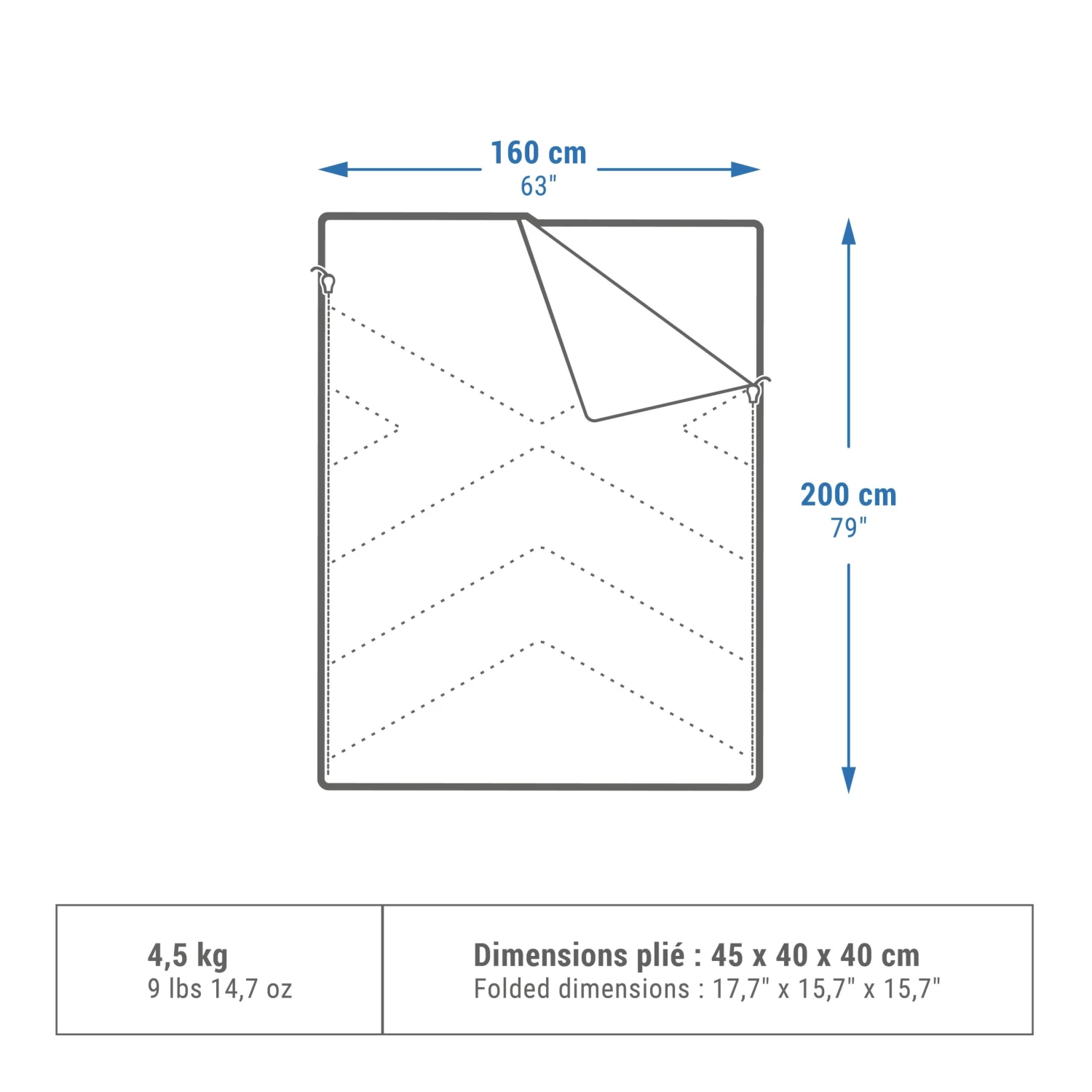 Quechua Camping Sleeping Bag Arpenaz 10° Cotton Double - Image 2