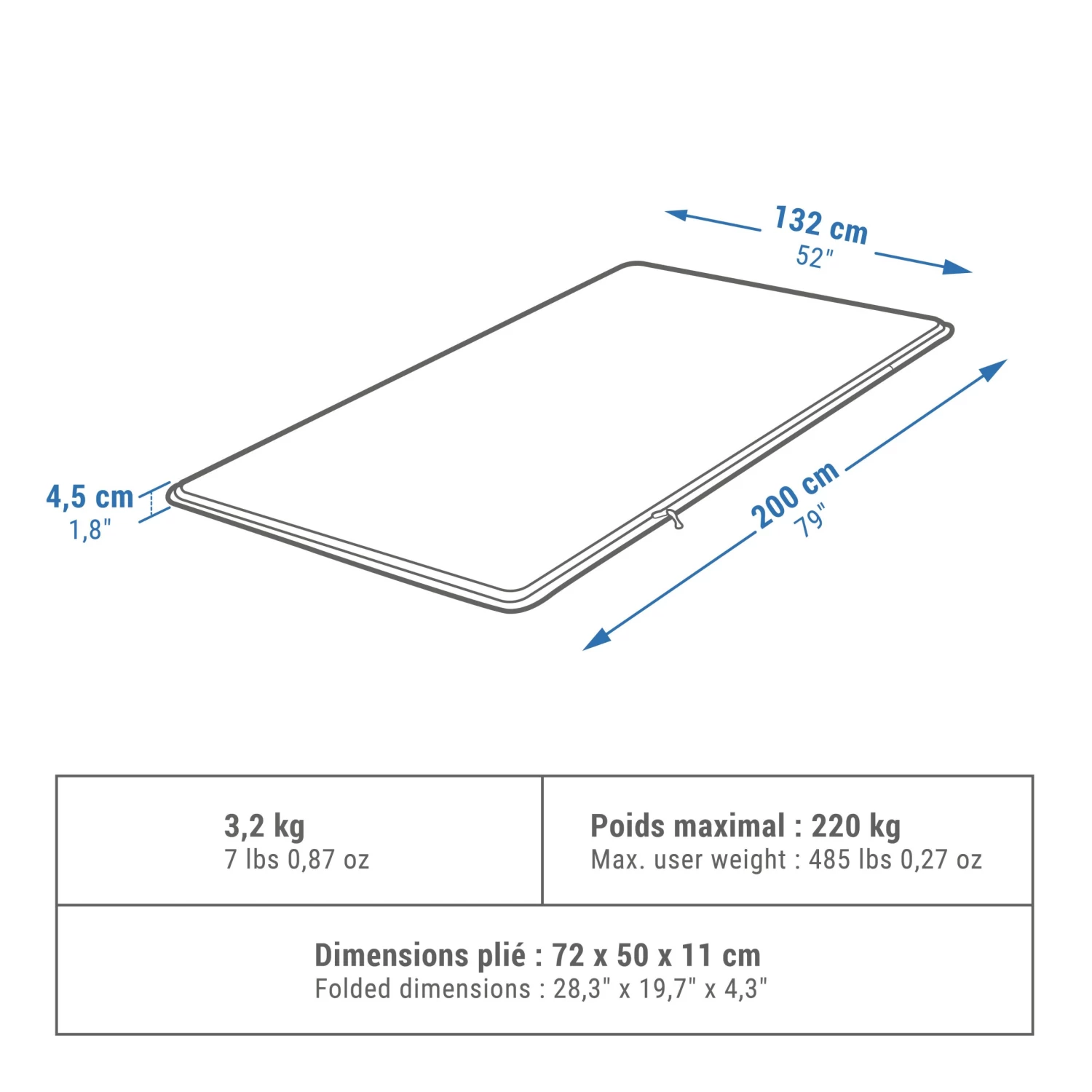 Quechua SELF-INFLATING CAMPING MATTRESS - COMFORT 132 CM - 2 P - Image 2